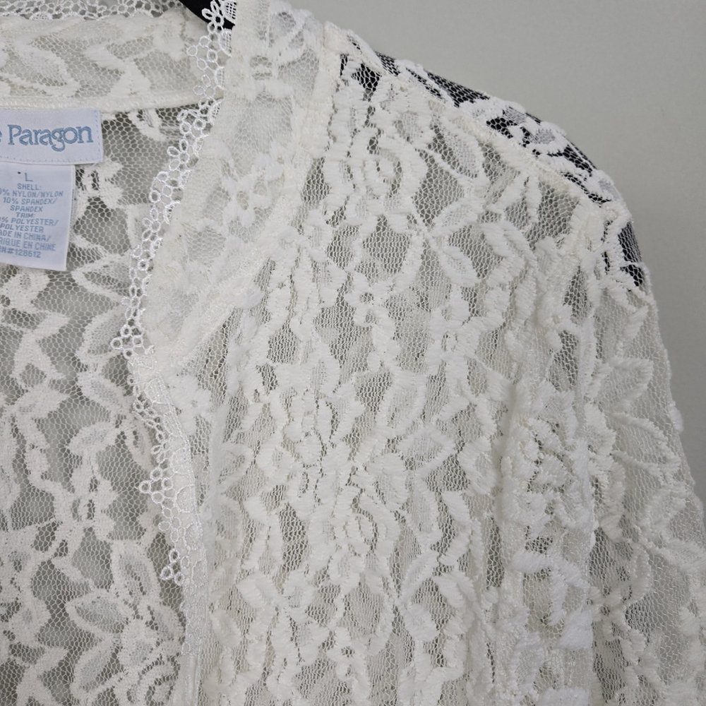 Patagon Womens Lace Ethereal Sheer Kimono Large Bell Sleeve Fairy Whimsical Boho - Picture 3 of 9